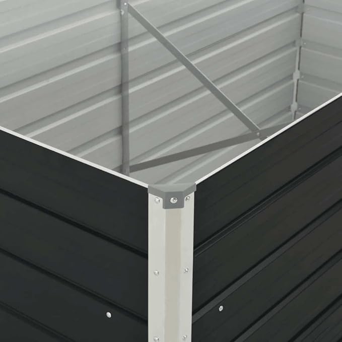 Raised Garden Bed Large Galvanized Steel Metal Box for Outdoor Flower Vegetable Plant - Anthracite 63x31.5x30.3 Planter for Gardening and Planting Beds