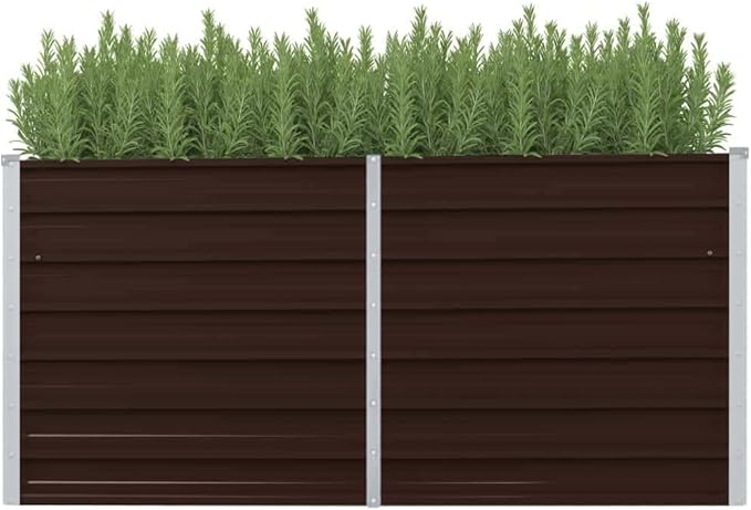 Raised Garden Beds Outdoor Balcony Planter Boxes Garden Raised Bed Brown 63x15.7x30.3 Galvanized Steel Suitable for Garden Terrace and Balcony planters