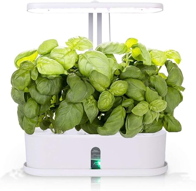 Indoor Herb Garden Kit for 10 Plants with 10W LED Grow Light Hydroponic Planter Pot Water Injection Port Design