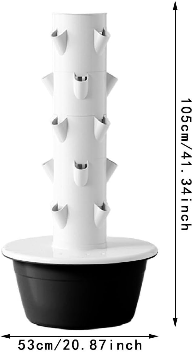 Hydroponic Tower Hydroponics Growing System Kit Accessories Gardening Pots Practical Vertical Planter for Strawberries Black S