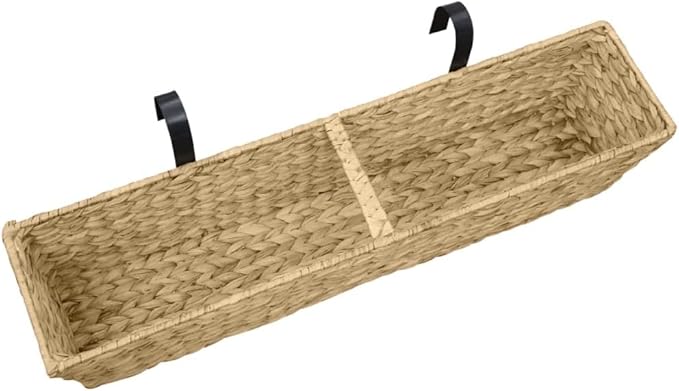 Planter Set of 2 Natural Water Hyacinth Steel Baskets for Indoor Garden Raised Flower Bed Patio Cages and Baskets