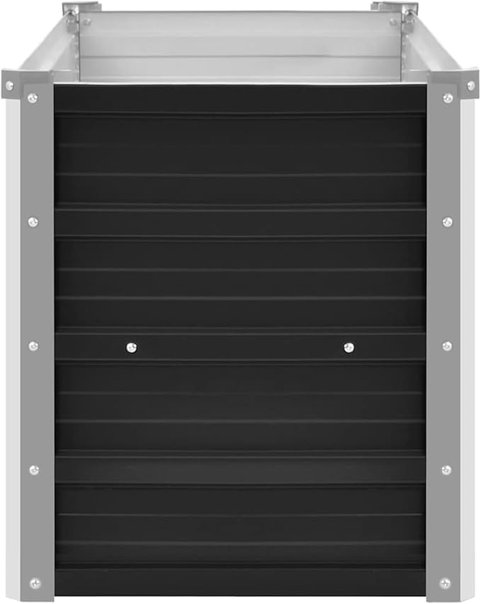 Galvanized Steel Raised Garden Bed - Deep &amp Wide Planter for Balcony Patio or Garden - Anthracite Color Weather-Resistant Open Bottom Design