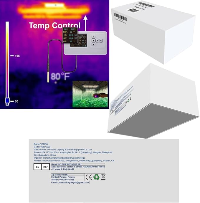 VBR-C200 Grow Light Controller WiFi 0-10V Timing ON | OffPower%Sunrise SunsetHigh Temperature Light Off 2.4G.RJ11RJ14