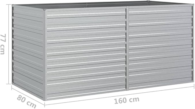 SKM Garden Raised Bed 160x80x77 cm Galvanized Steel Silver (Weight-12KG)