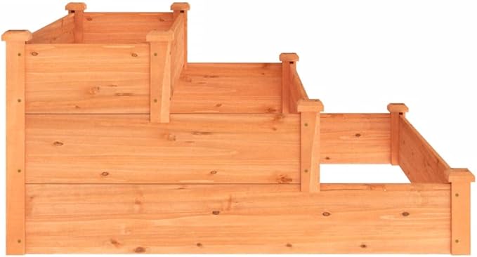 Garden Raised Bed Brown Solid Fir Wood 47.2x47.2x22.0 Inch Outdoor Planter Box for Vegetables Herbs Flowers Easy Assembly