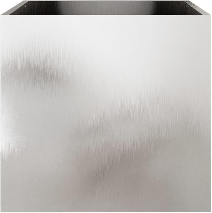 2-Pack Silver Stainless Rectangular Planter 18.5x19.3x18.1 in Balcony Patio Indoor Garden Box