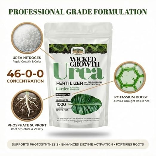 Old Cobblers Farm™ Wicked Growth High-Efficiency 46-0-0 Fertilizer - Urea - Fast-Acting Nitrogen Source for Lush Growth in Gardens &amp Farms -Soluble (5 lbs | 10 lbs | 15 lbs | 20 lbs) (5lbs)