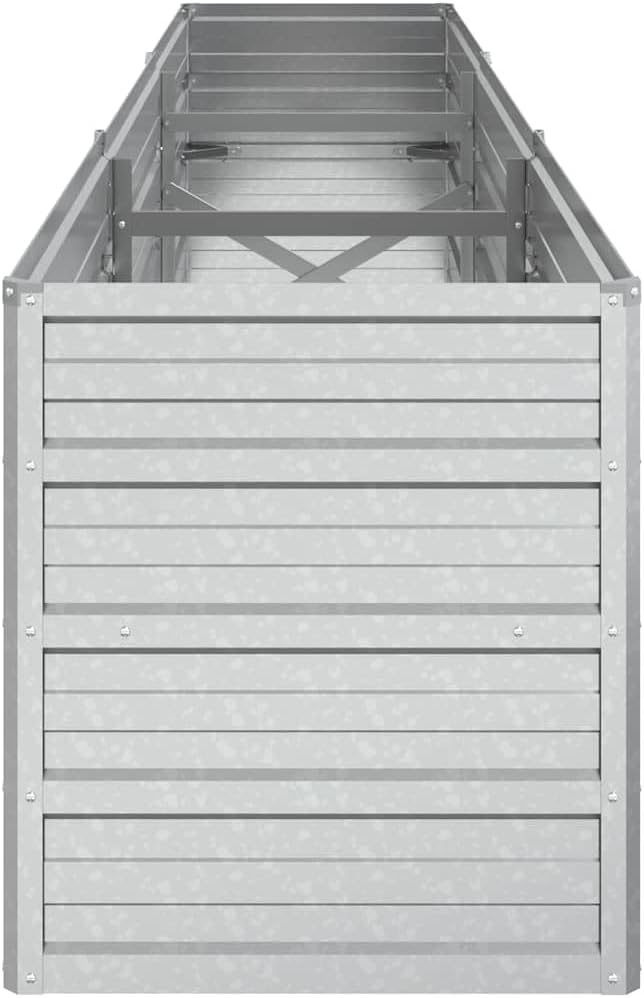 Rectangular Raised Garden Bed Silver Galvanized Steel Planter for Outdoor Plants Durable Metal Garden Box 94.5x94.5x17.7 Inch Large Capacity for Vegetables Herbs Flowers