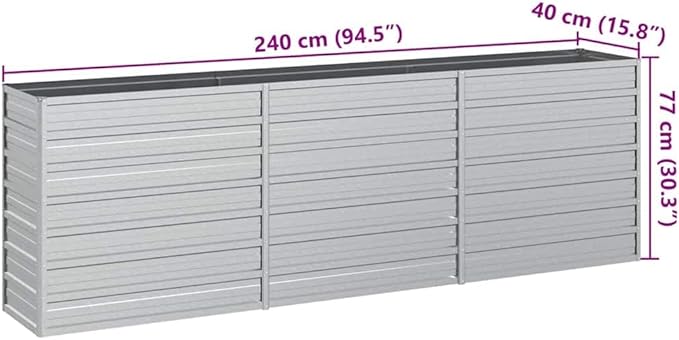 Garden Raised Bed Silver Galvanized Steel 94.5x15.7x30.3 in Gardening Pots &amp Planters 316887