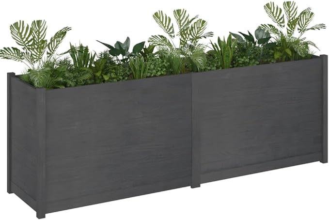 Large Garden Planter Grey Solid Pinewood Raised Garden Bed Rectangular 78.7x78.7x27.6 inch Outdoor Planter Box for Flowers Herbs Vegetables