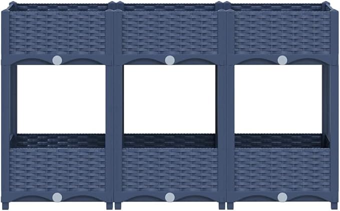 Large Blue Grey Raised Bed Polypropylene Spacious Gardening Pots &amp Planters 310407