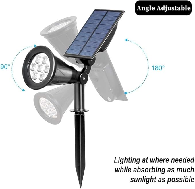 Solar Landscape Lights 7 LED Solar Spotlights 2 in 1 Security Light Solar Lights Outdoor Waterproof for TreePatioYard (Multicolor)