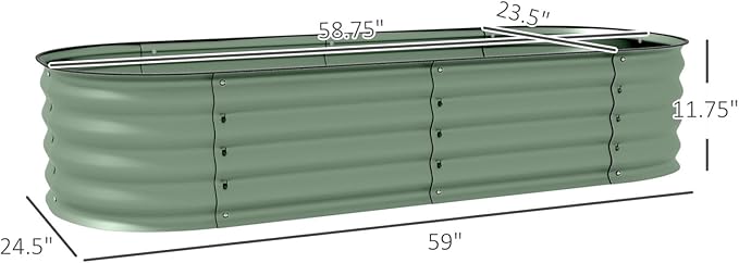 4.9' X 2' X 1' Galvanized Raised Garden Bed Kit: Metal Elevated Planter for Growing Flowers Herbs &amp Vegetables (Green)