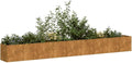 Rectangular Rusty Weathering Steel Planter Box Large Outdoor Garden Bed for Vegetables Durable Metal Planters for Outdoor Plants 15.7x141.7x15.7 inch