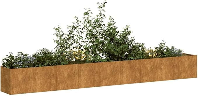 Large Weathering Steel Rectangular Planter Box 141.7 inch Raised Garden Bed for Patio Balcony Outdoor Flower Vegetable Display