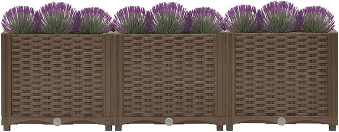 Raised Garden Bed Brown Polypropylene Large Sturdy Rectangular Planter Box 47.2x15.7x15.0 in Outdoor Plants Herbs Vegetables Patio Balcony Yard