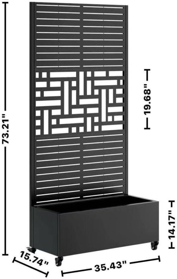 Heavy-Duty Metal Planter Box with Built-in Trellis for Climbing Plants Vegetables and Vines – Rust-Resistant Raised Garden Bed with Drainage and Mobility Features (Black-3)