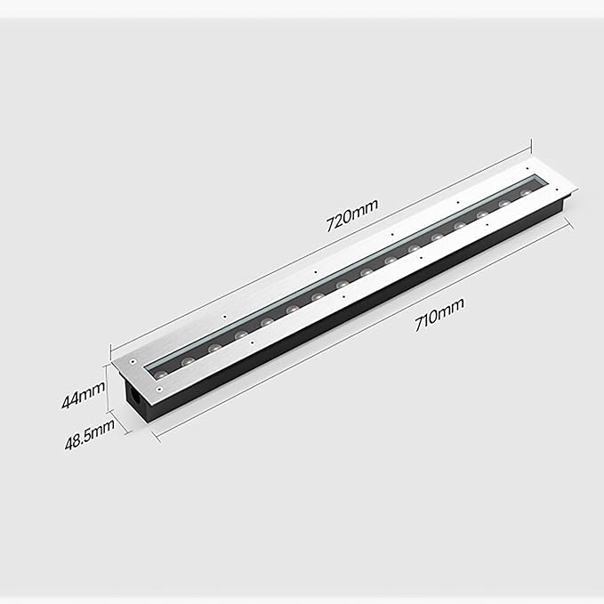 Led Landscape Lights - Outdoor Buried Lights Stainless Steel Panel Rectangle Floor Ground Light Ip67 Waterproof Recessed Spotlight for Patio Step Walkway Easy Instal-Red-18W720MM
