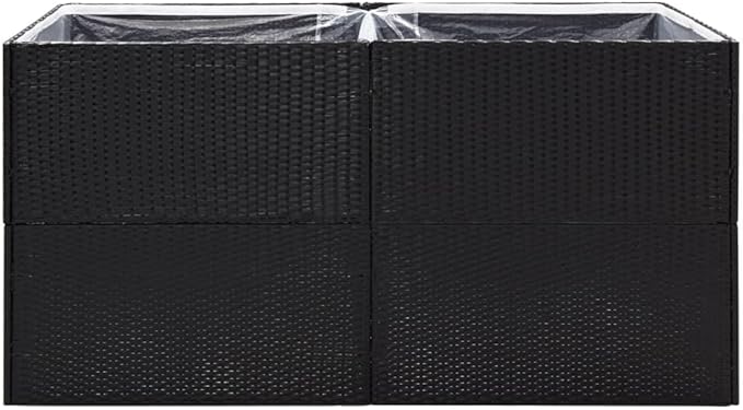 Outdoor Raised Garden Bed Planter Box Wicker Garden Planter Raised Garden Boxes for Vegetables Flowers Herbs Black 61.8x31.5x31.5 Poly Rattan-702