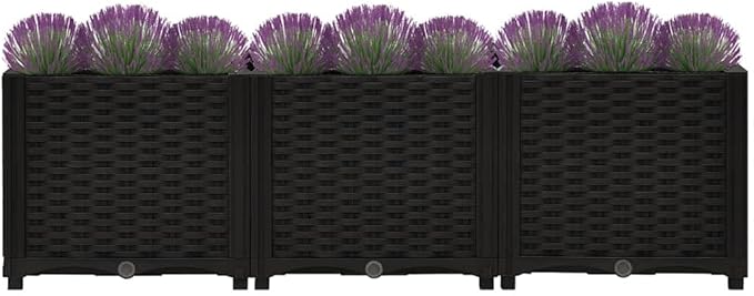 Raised Planter Box 47.2x15.7x15 Matte Black Durable Polypropylene Rectangular Outdoor Garden Bed for Balcony Patio Herb Flower Vegetables