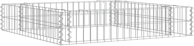 Gabion Raised Bed 39.4x39.4x7.9 in Square Galvanized Steel Planter Rustic Garden Box for Patio Balcony Vegetable Patch Outdoor Decor