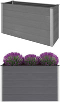 vidaXL Garden Planter WPC 150x50x91cm Grey Outdoor Lawn Flower Pot Raised Bed
