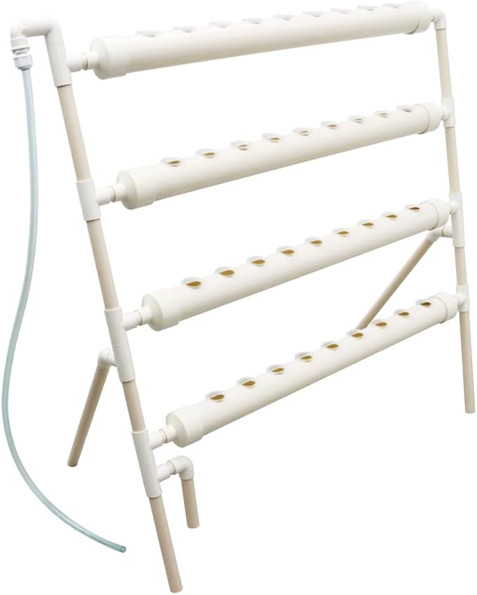 Wall-Mounted Hydroponic Grow Kit 36 Plant Sites Hydroponics Planting System 4 Food-Grade PVC Pipes Hydroponic Gardening Indoor System with 110V Well PumpPlanting SpongeHose