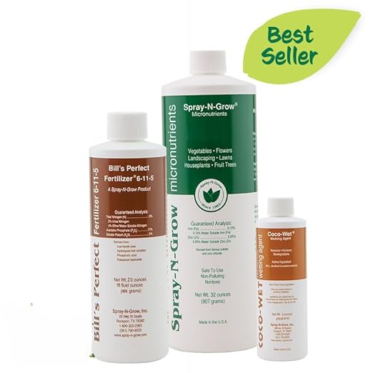 Spray N Grow Perfect Blend Kit Medium Set of 3 Complete Nutrition Micronutrients Perfect Fertilizer Coco Wet Made in USA Organic Gardening