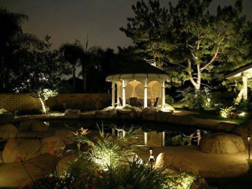 LemonBest® High Power Outdoor Decorative Lamp Lighting 5W COB LED Landscape Garden Wall Yard Path Light Warm Cool White DC 12V w/Spiked Stand Pack of 2 (Warm White)