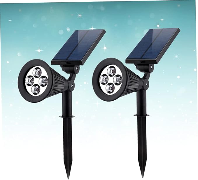 2pcs Solar Garden Decor Landscape Lights Ground Plug Outdoor Solar Spotlights for Pathway and Garden