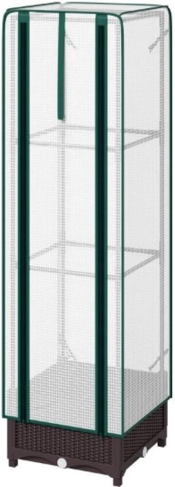 Raised Garden Bed with Built-in Trellis and Weather-Resistant Cover for Outdoor Vegetable and Flower Growing (Brown + White + Polypropylene + Steel-1)