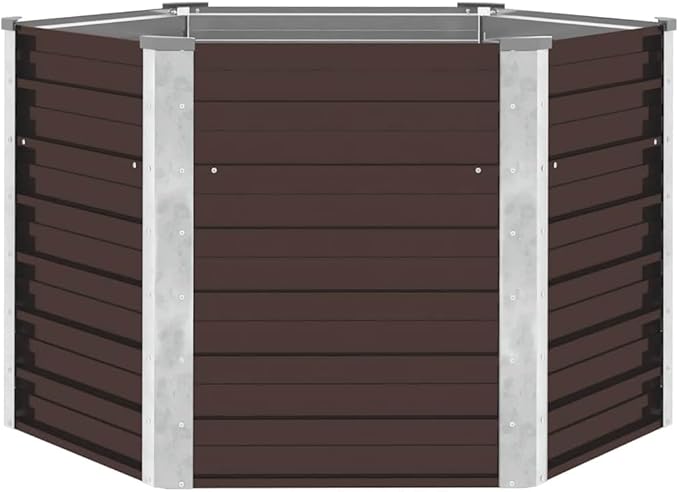 Galvanized Steel Garden Raised Bed Kit Outdoor Planter Raised Garden Boxes Metal Raised Garden Beds for Vegetables Herbs Flowers Brown 50.8x50.8x30.3-1121
