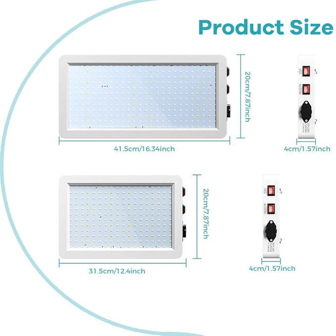 2Pcs 500W Grow Lights Dimmable AC100-277V Plant Light Bloom/Veg 2Modes Indoor Planting Fill Lamp 110V Hydroponic Flower Vegs Succulent Potted Fruit Seeds UV/IR Cultivation Lighting with Hook US Plug
