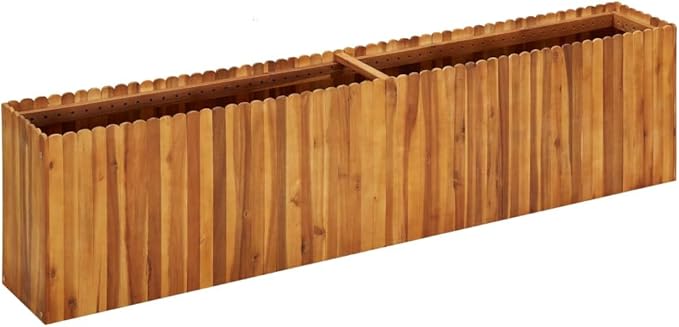 vidaXL Solid Acacia Wood Garden Raised Bed - Large Outdoor Rustic Weather Resistant Slatted Design Planter with Easy Assembly