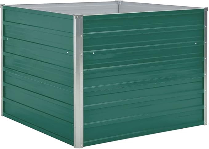 Raised Garden Bed 39.4x39.4x30.3 Galvanized Steel Green