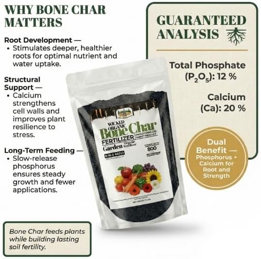Old Cobblers Farm™ Wicked Organics Bone Char – Balanced Nutrition for Blueberries &amp Acid-Loving Plants – Supports Strong Roots Blooms &amp Fruit Production (5 lbs | 10 lbs | 15 lbs | 20 lbs) (10