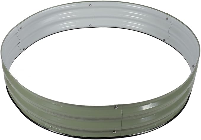 Raised Garden Bed Kit 107x20cm Metal Raised Planter Bed with Rounded Edges and Open Bottom Design Galvanized Steel Planting Box for Vegetables and Flowers (Light Green)
