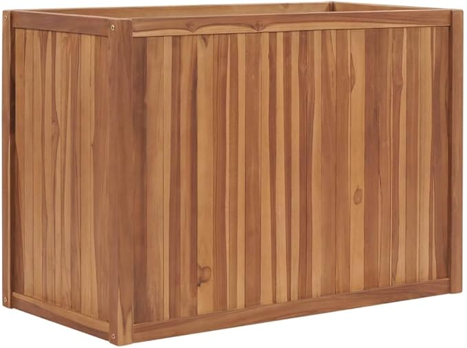 vidaXL Solid Wood Teak Raised-Bed Garden Planter - Large Durable Easy to Assemble Unique Wood Grains Proposition 65 Warning