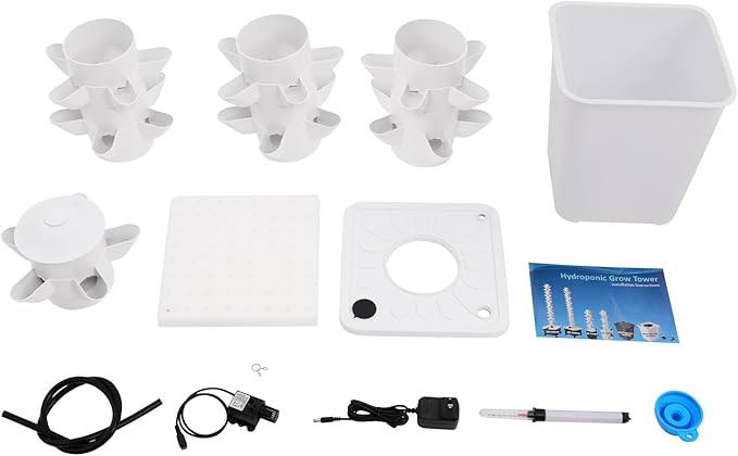Hydroponic Growing System 7-Tier 35-Plant Vegetable Planter Tower Outdoor Indoor Garden Vertical Planter Germination Kit with Water Pump &amp Intelligent Water Circulation for Gardening Lover