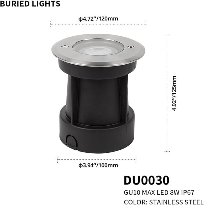 Ground LED Landscape Lights - Ground GU10 5W Garden Light - IP67 Waterproof Outdoor Underground Round Walk Over Lighting Outdoor Recessed Spot Light for Pathway Patio(Warm White)