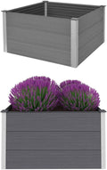 Garden Raised Bed WPC Planter Boxes Outdoor Garden Bed Outdoor Gardening and Planting Ideal for Vegetables and Plants 39.4x39.4x21.3 Gray