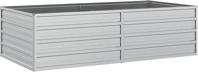 Bopdu Garden Raised Bed 63x31.5x17.7 Galvanized Steel Silver Backyard Patio Planter Raised Beds for Vegetables Outdoor Garden Raised Planter Box for Flowers Fruits