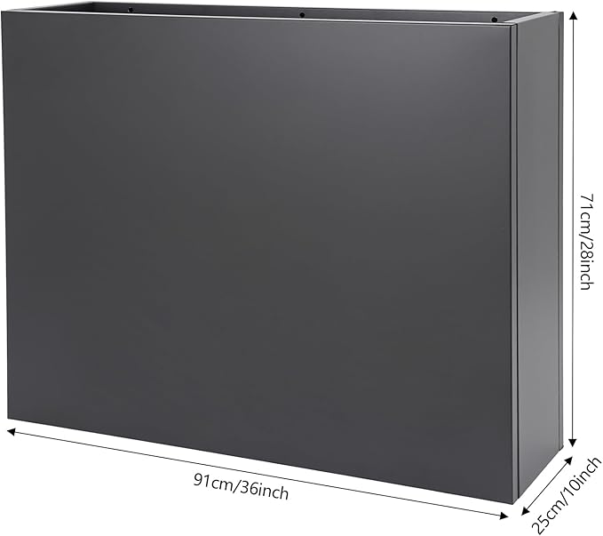 Metal Raised Garden Bed 36 * 10 * 28in Steel Rectangular Planter Flower Box with Intermediate Shelf for Indoor Outdoor Balconies Gardens Decks Patios Decks Front Porches (Black)