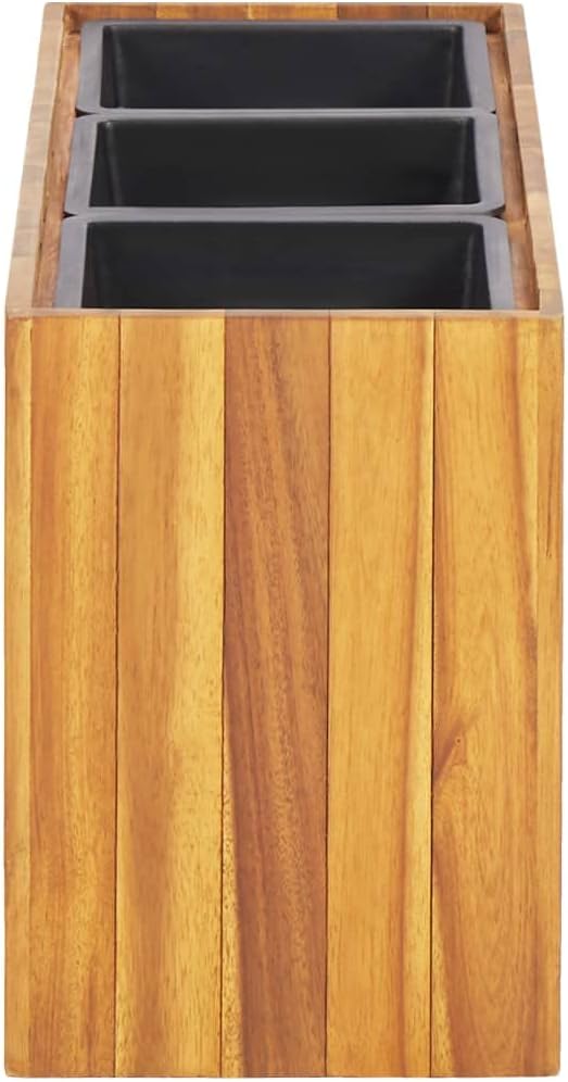 Garden Raised Bed with 3 Pots Planter Boxes Garden beds Outdoor Gardening Box Standing Planter Suitable for Nursery Courtyard Orchard Corridor Solid Acacia Wood