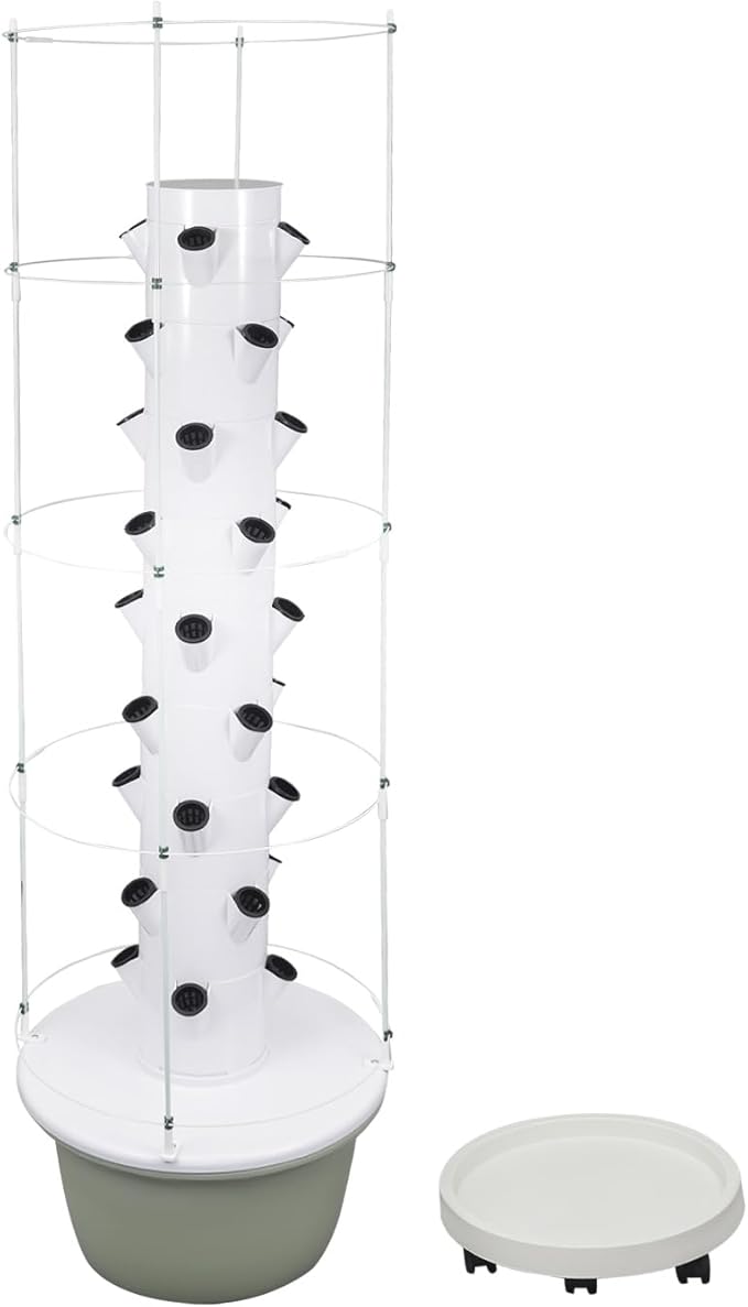 Hydroponic Growing System 36-Plant Vegetable Planter Tower with Climbing Frame Outdoor Indoor Garden Vertical Planter Germination Kit with Water Pump Intelligent Water Circulation &amp Loop Timer