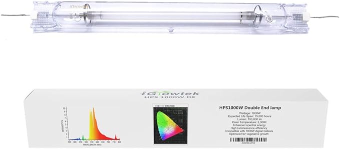 1000W Double Ended HPS Grow Light BulbHigh PAR Enhanced Red and Orange Spectrums CCT 2000K Ultra Bright 155000 Lumens1000W High Pressure Sodium Grow Lamp1000 Watt DE HID Grow Bulb