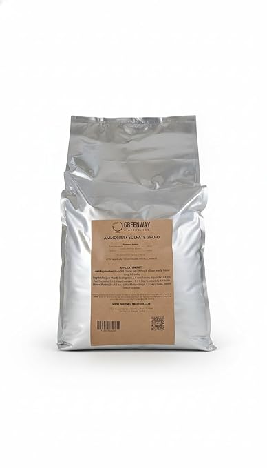 Greenway Biotech Inc. Ammonium Sulfate 21-0-0 Fertilizer Contains 21% Water Soluble Nitrogen&amp24% Sulfur Suitable for Acid Loving Plant- Lawn Fertilizers to Lower pH Level in Alkaline Soil (25 Pou
