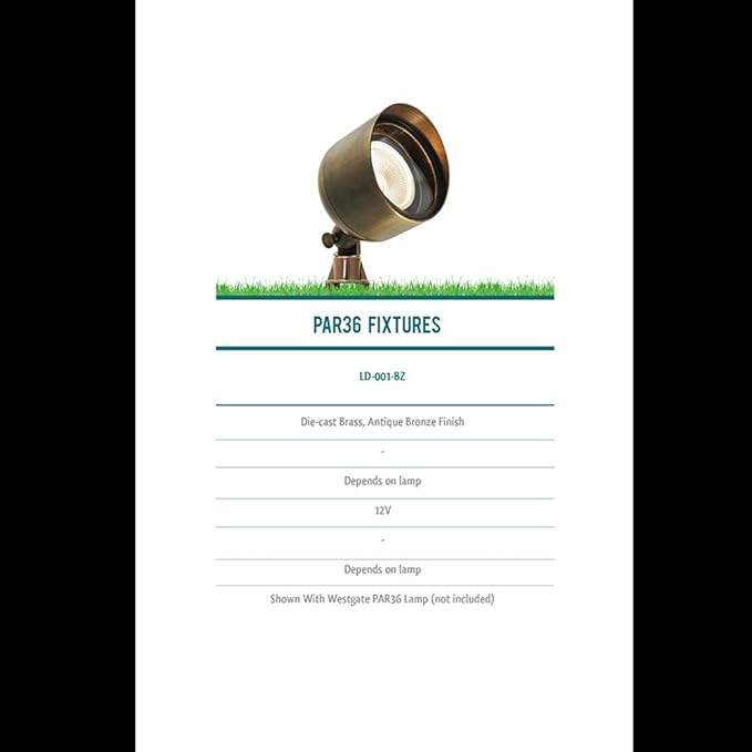 Westgate Lighting LED Landscape Spot Lights - Brass Construction - PAR36 Not Included - Antique Bronze Finish - Well Lights