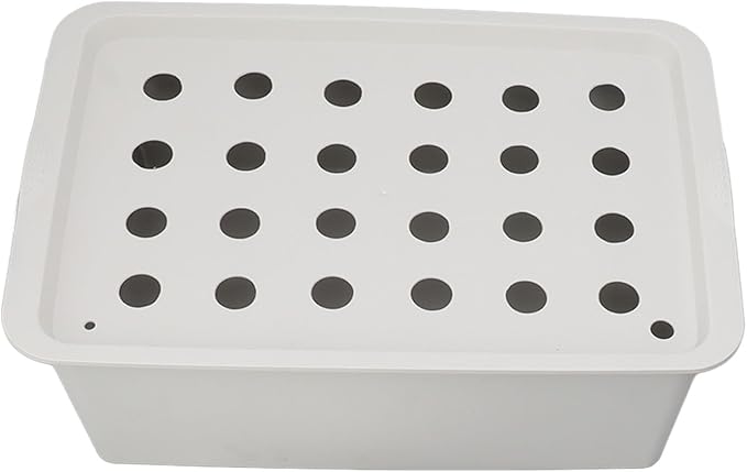 24 Holes Gray Hydroponic System Growing Box with Timer Oxygen Pump Hydroponic System Planter Box for Flowers Vegetables Plants (US Plug 110V)