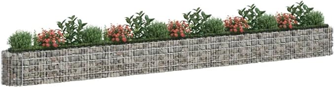 Gabion Raised Bed Planter Basket Pot Wall Outdoor Garden Lawn Patio Border Gardening Flower PlantGabion Cages Basket 240.2x19.7x19.7